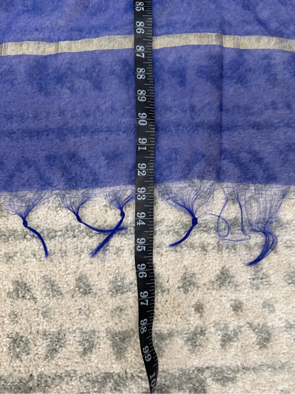 Royal Blue Gold Sheer Indian Dupatta Scarf 96”